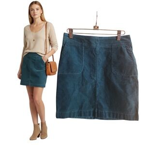 Talbots Petite Turquoise Corduroy Skirt 0P Pocketed Cotton Blend